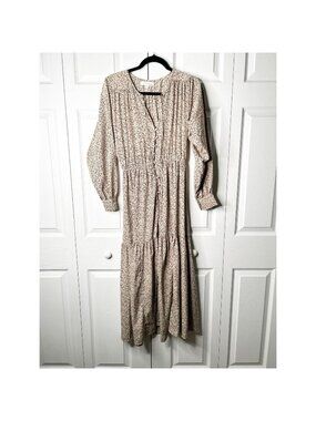 Sweet Baby Jamie Ditsy Cream Floral Print Midi Dress Women's Size X-Small XS